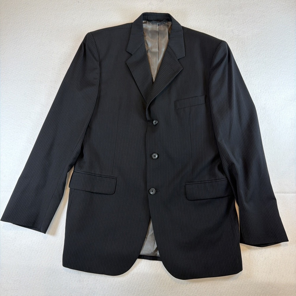 J.Ferrar Men's Size 42? Blazer Jacket Black With White Pin Striped